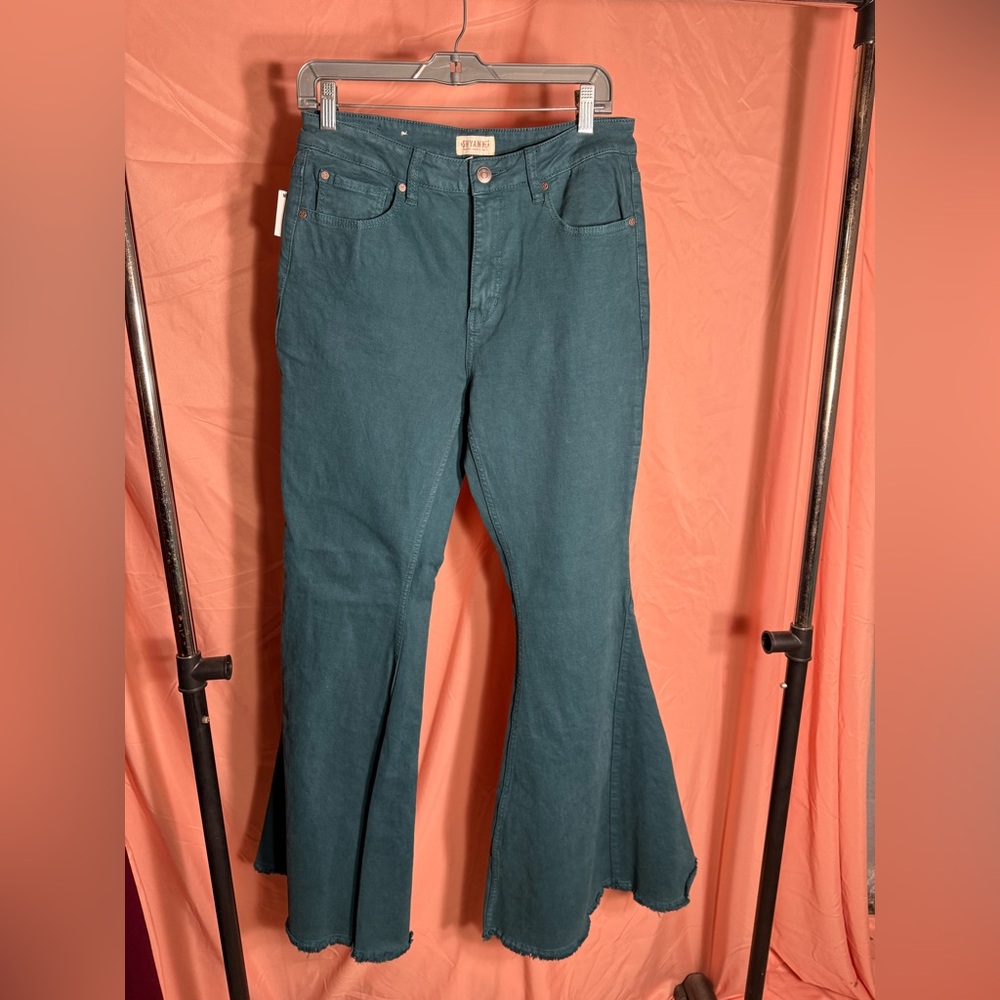 Women’s Flare Wide-Leg Jeans in Teal